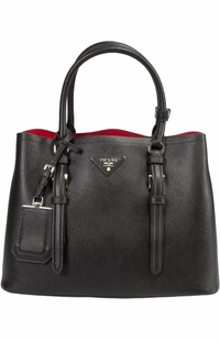 Black Prada Saffiano Cuir Double Small Tote Bag