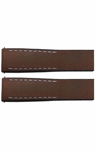 Breitling 22mm Brown Leather Strap with Black Rubber Inner Lining 294S
