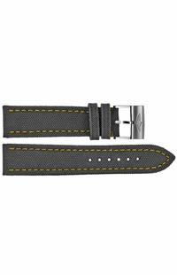Breitling 24mm Anthracite Canvas Watch Strap with Yellow Stitching 113W