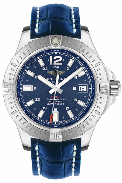 Breitling Colt Automatic 44mm Blue Dial Silver Steel Strap Mens Watch - A1738811/C906/173A