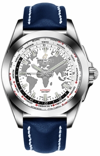 Breitling Galactic Unitime White Dial Blue Leather 44mm Men's Watch WB3510U0/A777-112X