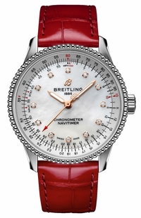 Breitling Navitimer Automatic 35 Red Strap Women's Watch A17395211A1P5