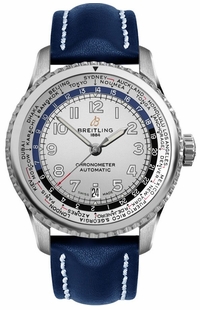 Breitling Navitimer Aviator 8 B35 Automatic Unitime 43 Blue Leather Men's Watch AB3521U0/G838-101X