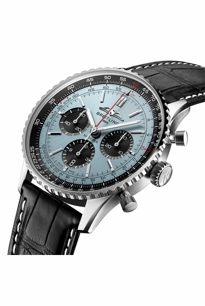 Breitling Navitimer B01 Chronograph 43 Blue Dial Black Leather Strap Watch for Men - AB0138241C1P1