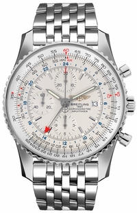 Breitling Navitimer Chronograph GMT 46 Silver Dial A24322121G1A1