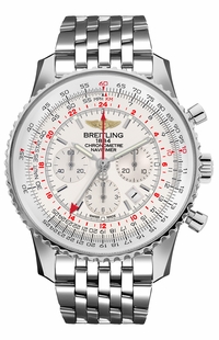 Breitling Navitimer GMT Silver Dial Chronograph Men's Watch AB0441211G1A1