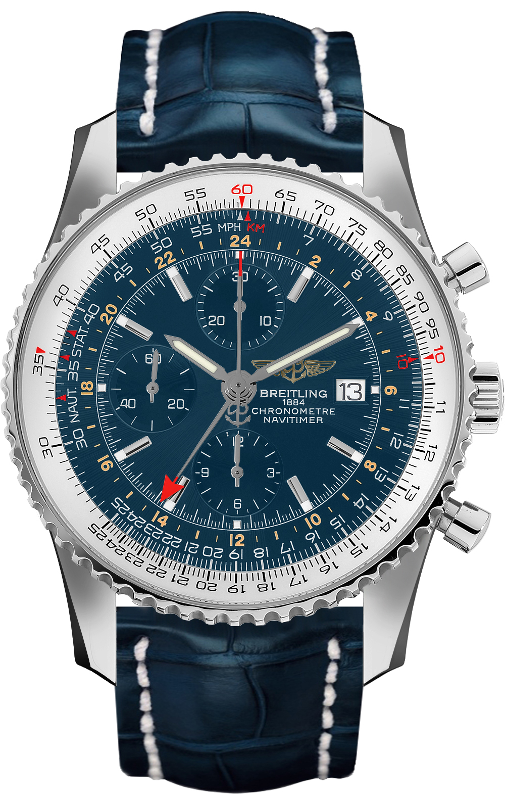 BREITLINGサングラス　新品未使用　希少 A2432212/C651 Blue Dial Men's Breitling Navitimer 1 World GMT