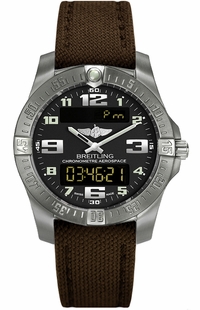 Breitling Professional Aerospace Evo Brown Canvas 43mm Men's Watch E7936310/BC27-108W