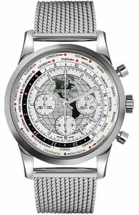 Breitling Transocean Chronograph Unitime Polar White Dial Men's Watch AB0510U0/A790-152A