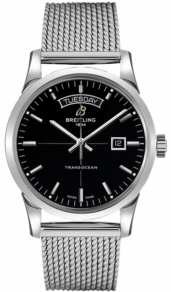 Breitling Transocean Day & Date 42mm Automatic Black Dial Black Leather Strap Mens Watch - A4531012/BB69/731P/ A20BA.1 main image 1