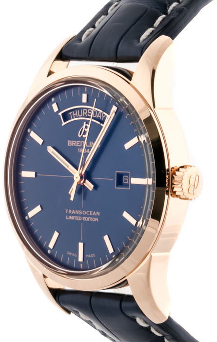 breitling transocean day date blue