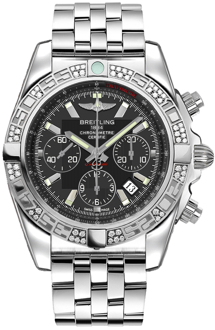 AB0110AA/M524 Breitling Chronomat 44 Mens Black Dial Gray Subdials  