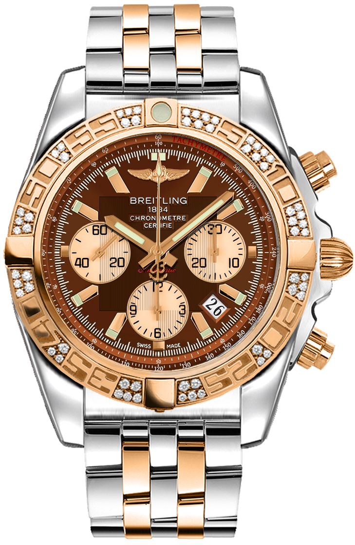 BREITLING 時計ケース ブラウン CB0110AA/Q576 Breitling Chronomat 44 Mens Brown Dial Diamond Bezel