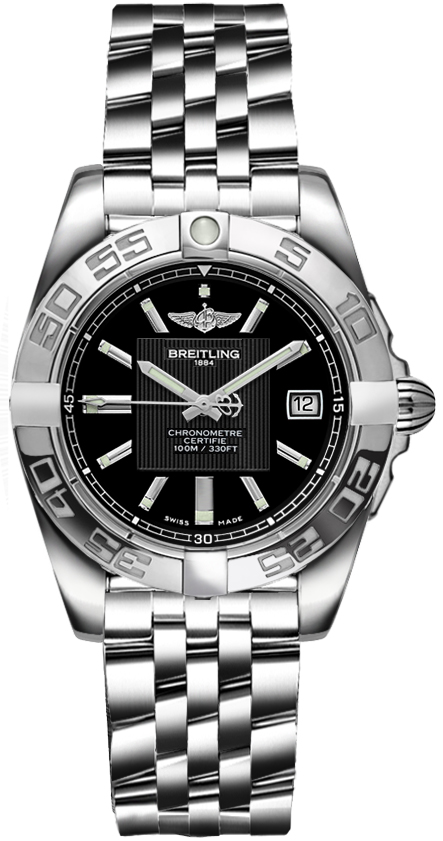 213 Breitling Galactic 32 Womens Steel Black Dial SuperQuartz Watch