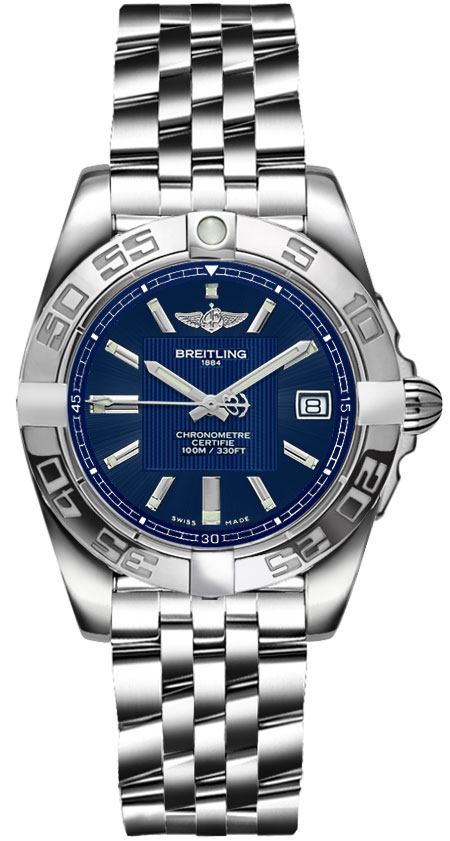 211 Breitling Windrider Galactic 32 Ladies Blue Dial Steel Quartz