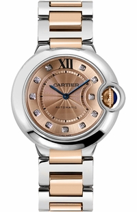 Cartier Ballon Bleu 18k Gold & Steel Diamond Watch WE902054