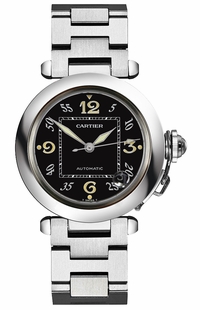 Cartier Pasha Black Dial Steel Luxury Watch W31043M7