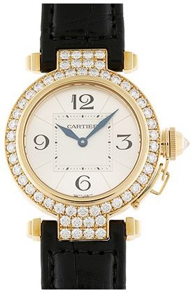 WJ11941G Cartier Pasha Gold 32MM Ladies Watch Diamonds 