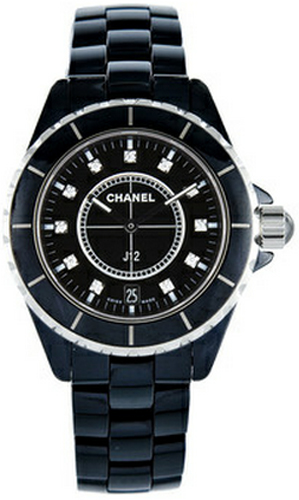 CHANEL J12 ブラックセラミック 時計 11Ｐ 38mm H2124 H2124 Chanel Black Ceramic Diamond Dial Women's Watch