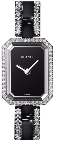 H2147 Chanel Premiere Black Dial Ladies Diamonds Quartz Watch.