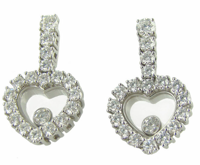 836509-1001 Chopard Happy Diamonds Hanging Heart Earrings