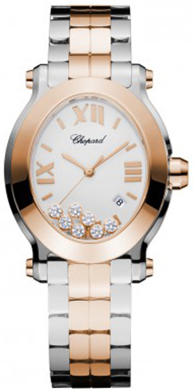 七桜 Chopard Happy Sport Diamonds 278578-6003 Blue Dial Rose Gold