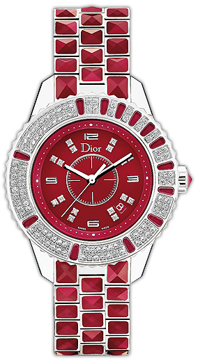 CD11311HM001 Christian Dior Christal Red Diamond Dial Ladies Watch.