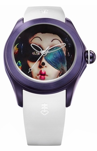 Corum Bubble 42 Juliette Jourdain Purple Steel Watch L082/03619