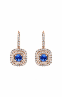 Diamond Blue Sapphire Drop Earrings on 18k Rose Gold