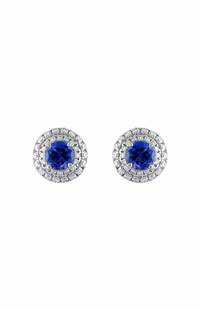 Diamond Blue Sapphire Earrings on 18k White Gold