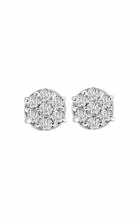 Diamond Cluster Earrings, 0.25 Carat on Solid 10k White Gold E025CL1W