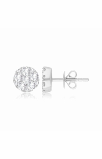 Diamond Cluster Earrings, 1.038 Carat on 14k White Gold ESV154W