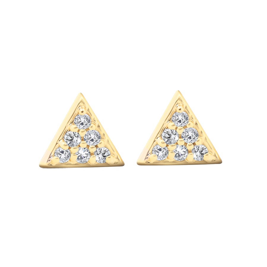 Diamond Triangle Earrings Set on 14k Yellow Gold for Sale
