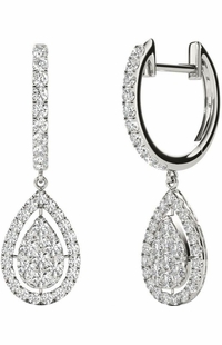 Diamond Earrings, 1.0 Carat Diamonds on Solid 18k White Gold E20239W