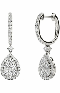 Diamond Earrings, 1.45 Carat Diamonds on Solid 18k White Gold E20240W