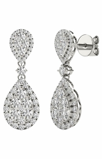 Diamond Earrings, 1.70 Carat Diamonds on Solid 18k White Gold E21971W