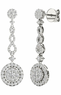 Diamond Earrings, 1 Carat Diamonds on Solid 18k White Gold E20252W