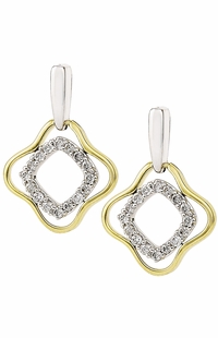 Diamond Earrings,  .17 Carat Diamonds on 14K White & Yellow Gold