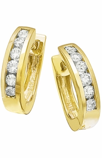 Diamond Earrings, .39 Carat Round Diamonds on 14K Yellow Gold