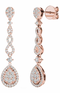 Diamond Earrings, .58 Carat Diamonds on 18k Rose Gold E20251R