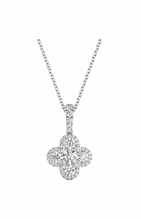 Diamond Flower Pendant, .95 Carat on Solid 18k White Gold P21970W