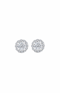Diamond Halo Earrings, 0.22 Carat on Solid 10k White Gold 3PE025HL1W
