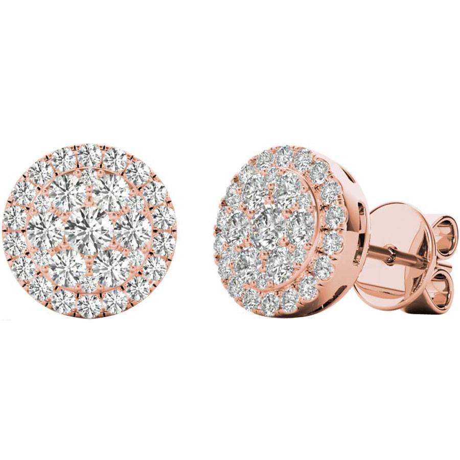 18k Rose Gold Diamond Pave Halo Earrings for Women on Sale