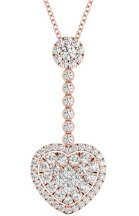 Diamond Heart Pendant, 1.01 Carat on 18k Rose Gold P20217R