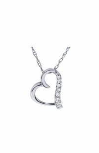 Diamond Heart Shape Pendant, 0.06 Carat on Solid 10k White Gold