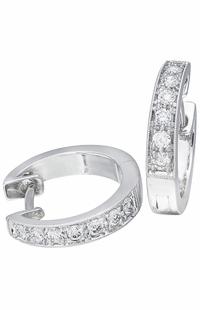 Diamond Hoop Earrings,  .20 Carat Diamonds on 14k White Gold EWG144
