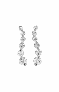 Diamond Journey Earrings, 0.5 Carat on Solid 14k White Gold