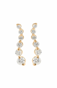 Diamond Journey Earrings, 0.5 Carat on Solid 14k Yellow Gold