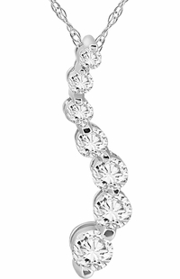 Diamond Journey Pendant, 0.5 Carat on Solid 14k White Gold