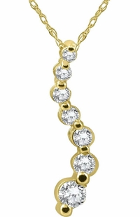 Diamond Journey Pendant, 0.5 Carat on Solid 14k Yellow Gold